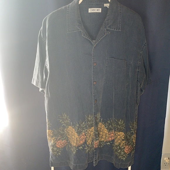 Vintage Cherokee button up pineapple jean shirt - size L - Picture 3 of 4